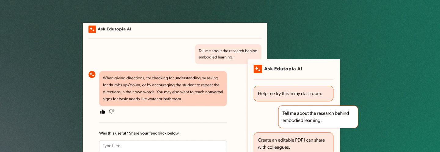 Edutopia article titled 'How AI Will Impact the Future of Teaching—a Conversation With Sal Khan.' Includes a collage of Sal Khan with educational symbols and AI elements. Subheading mentions Khanmigo and personalized instruction.