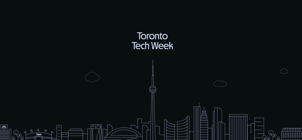 A sleek, minimalist illustration of Toronto's skyline with the CN Tower at the centre, branded with “Toronto Tech Week.” Great for event recaps, highlights, or tech community posts.