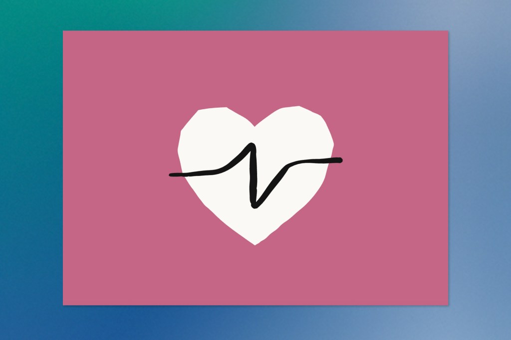 Minimal illustration of a white heart with a stylized heartbeat line centered on a pink background, representing healthcare and clinical workflows.