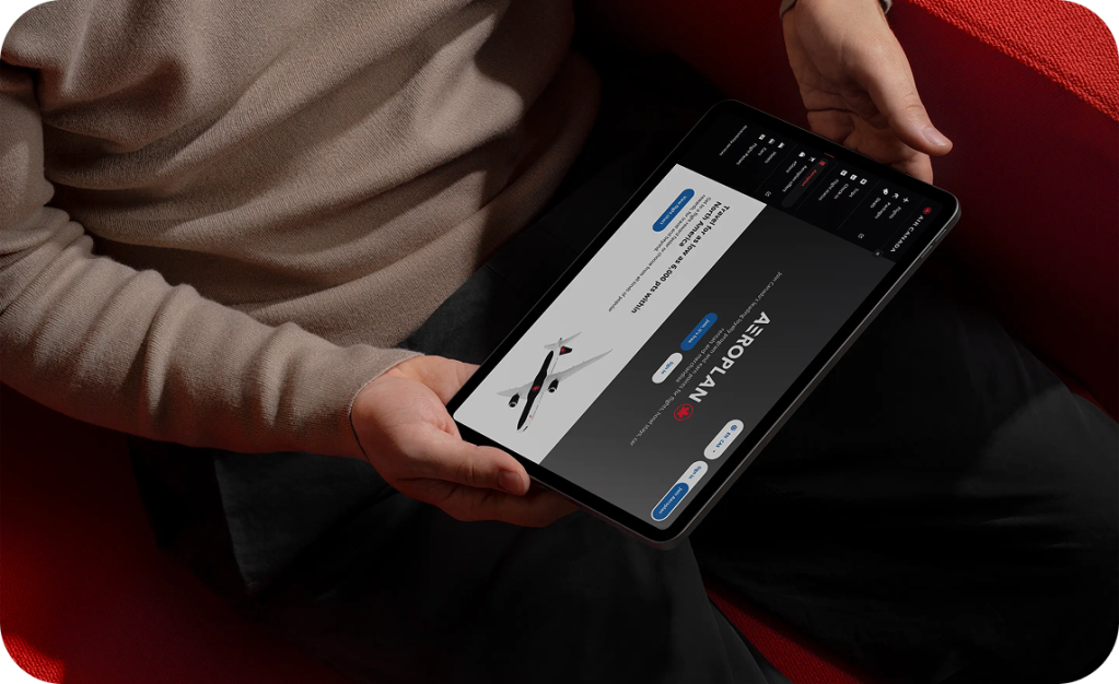 aeroplan homepage shown on a tablet 