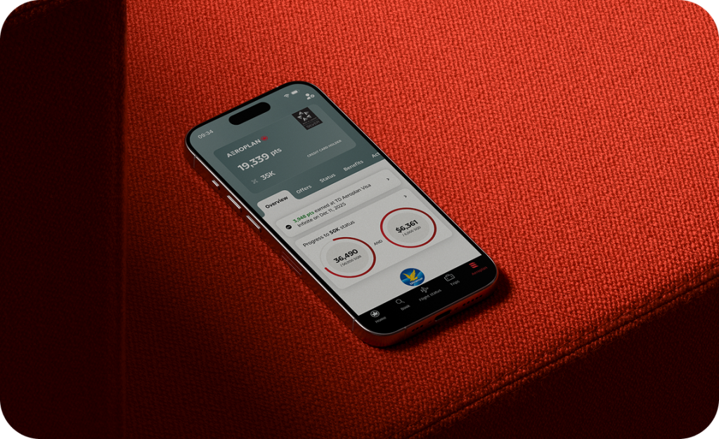 aeroplan website shown on mobile screen 