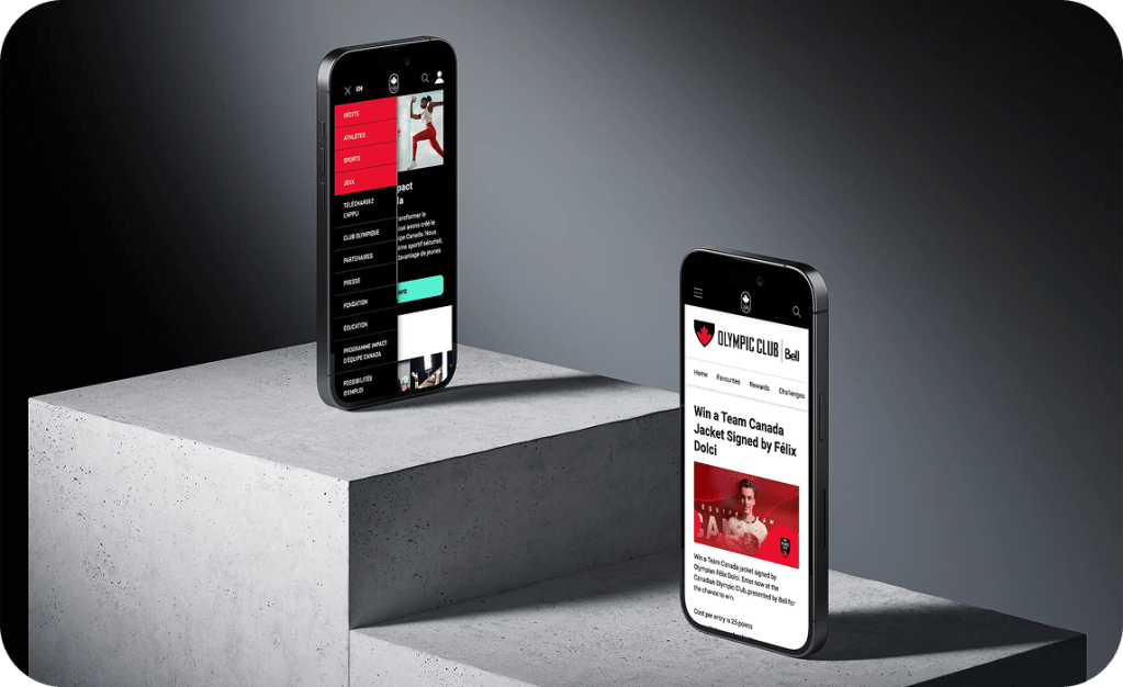 olympic club team canada website shown on mobile devices 