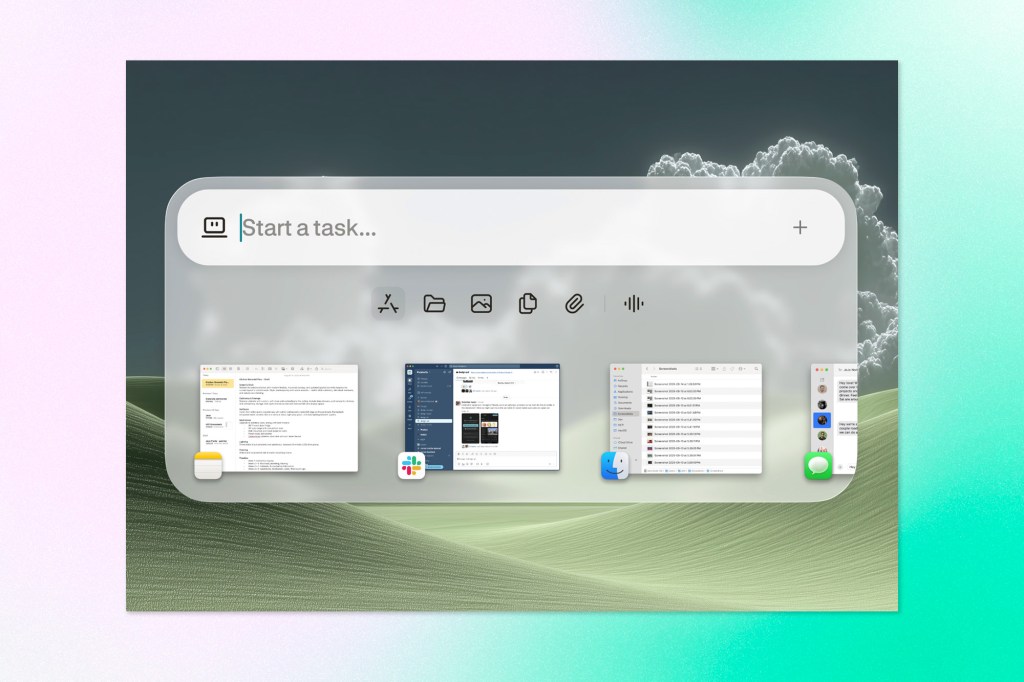 Interface preview of Perplexity’s personal computer assistant showing a task bar, connected apps, files, and autonomous workflow controls.