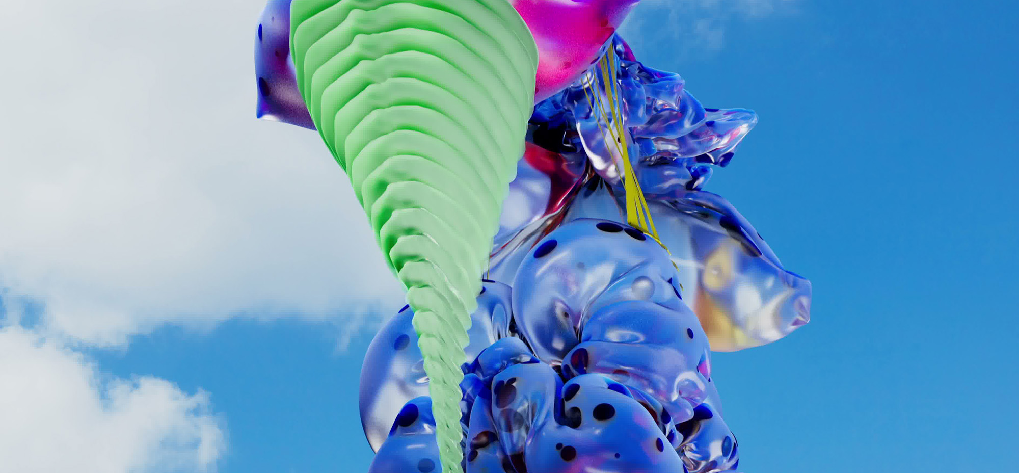 Abstract 3D artwork featuring colorful translucent geometric forms suspended against a bright blue sky, used as the cover image for the AI This Week newsletter.