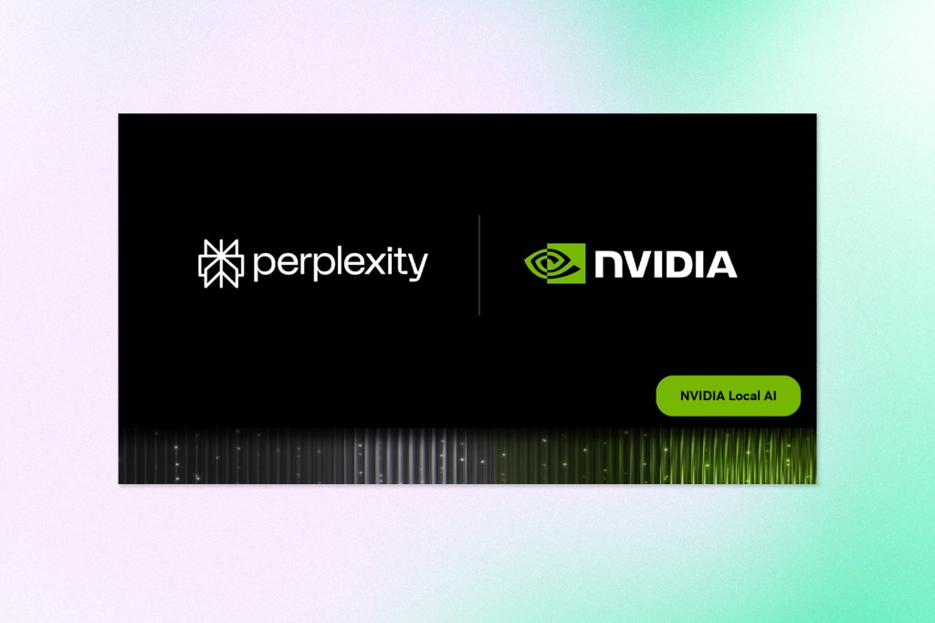 Graphic featuring the Perplexity and NVIDIA logos with a “NVIDIA Local AI” label on a black background.