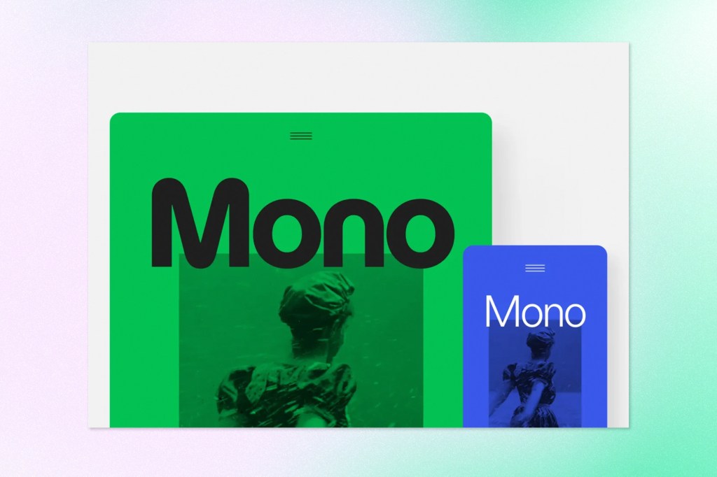 WordPress 7.1 interface example showing the “Mono” website design displayed in desktop and mobile layouts.