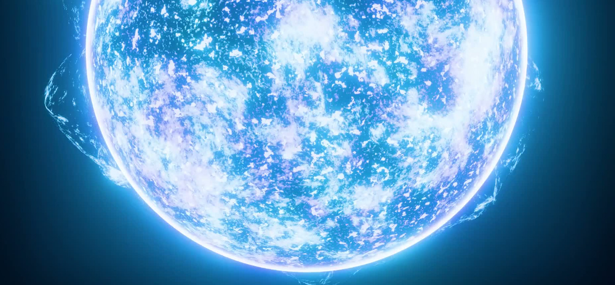 Close-up of a glowing blue star against a dark background.