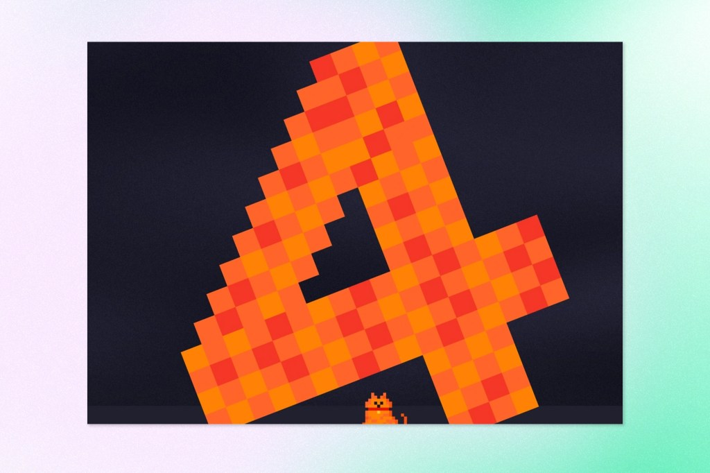 Pixelated orange geometric graphic representing Mistral Large 4.