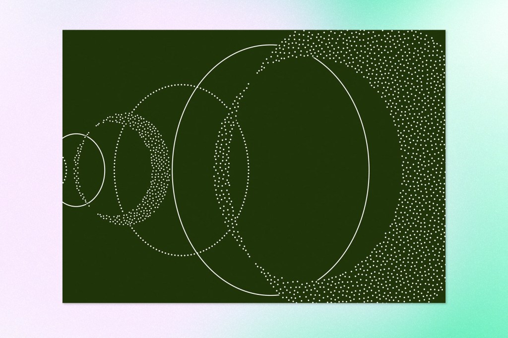 Abstract green graphic with white dotted patterns and overlapping circles representing Reflection AI Beam.