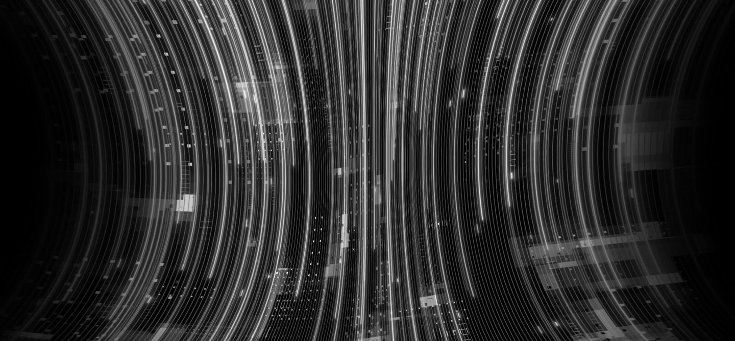 Abstract digital illustration of multicoloured light trails and data streams flowing across a dark background, representing artificial intelligence and technological innovation.